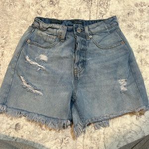 Light blue high rise shorts